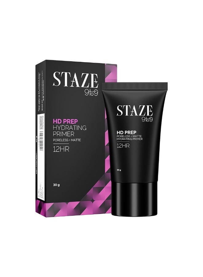 Staze 9to9 HD Prep Hydrating Primer | 12H Long-Lasting | Blurs Pores, Fine Lines & Wrinkles | Smooth, Flawless Base for All Skin Types | 30 g - Image 1